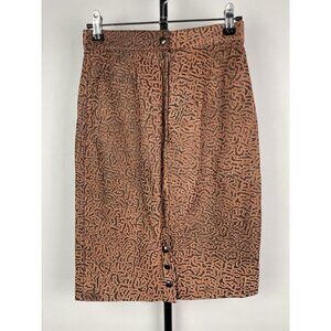 Vintage G-III Global Identity Brown Animal Print Leather Pencil Skirt Size 3/4